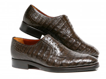 Туфли из крокодиловой кожи коричневые A.Testoni з13 (7)