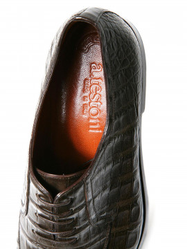 Туфли из крокодиловой кожи коричневые A.Testoni з13 (7)